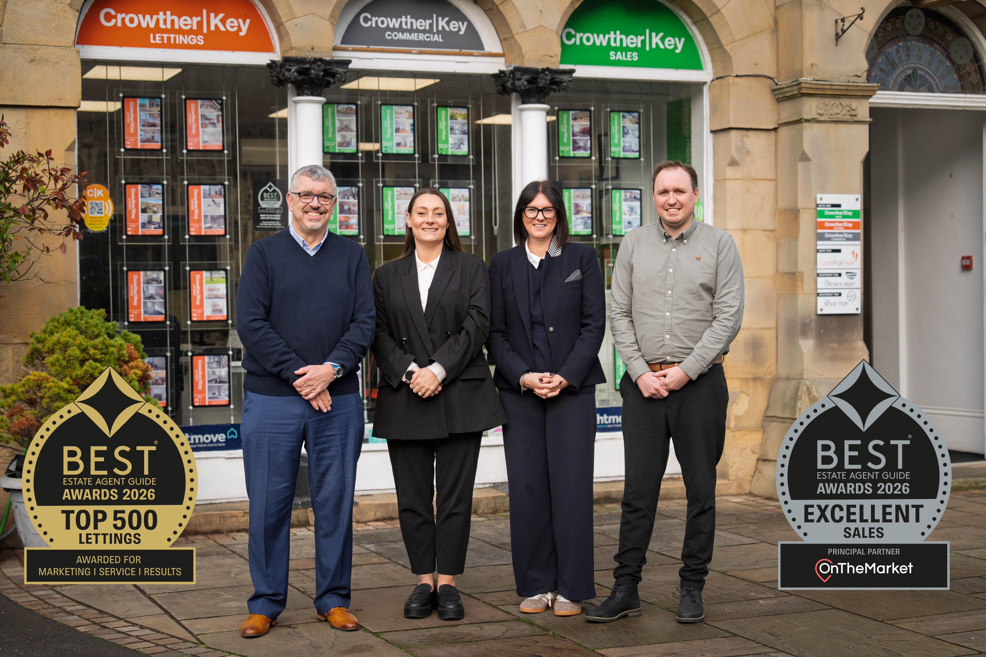 The Crowther Key team outside the office in Buxton